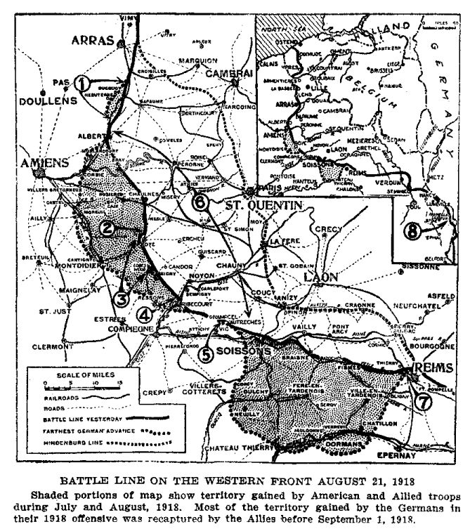 Battle Line on the Western Front August 21, 