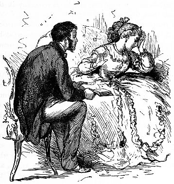 young woman with hand on forehead looking away from man holding account book out to her