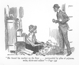 'He found his mother on the floor ... surrounded by
piles of pajamas, socks, shirts and collars'