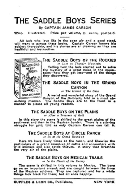 Ad for The Saddle Boys Series of books