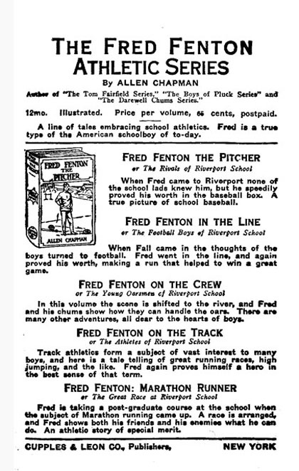 Ad for The Fred Fenton Athletic Series of books