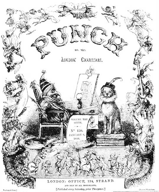 PUNCH'S SIXTH WRAPPER, DESIGNED BY RICHARD DOYLE. FIRST
DESIGN. JANUARY, 1844.