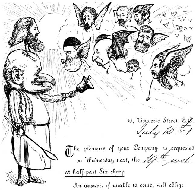 PUNCH DINNER INVITATION CARD. DRAWN BY G. DU MAURIER.