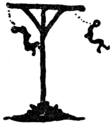 Two figures swinging from the gallows