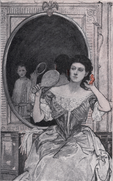 Illustration:
Boy watching woman in mirror.