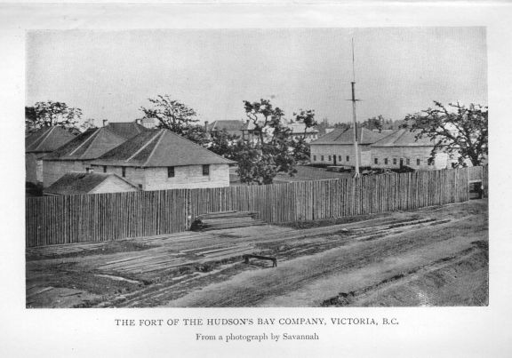 The fort of the Hudson's Bay Company, Victoria, B.C. From a photograph by Savannah.