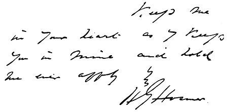 Autograph: "Keep me in your heart as I keep you in mine
and hold me even [illegible