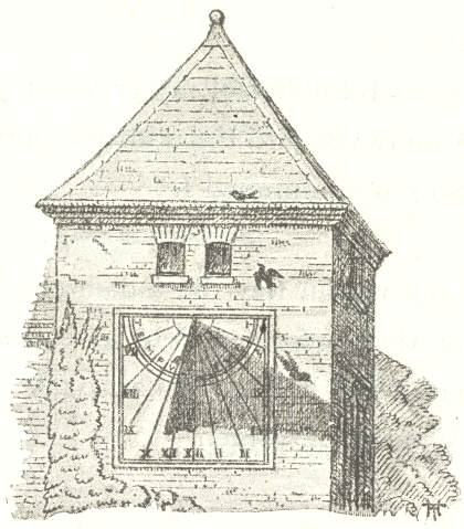 Sketch of tower with sun-dial