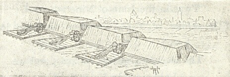 Sketch of cannons overlooking a town