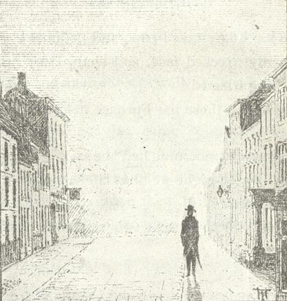 Sketch of man in old street