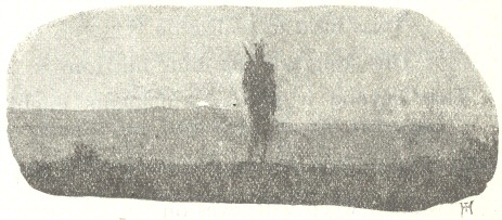 Silhouette of solder standing on hill