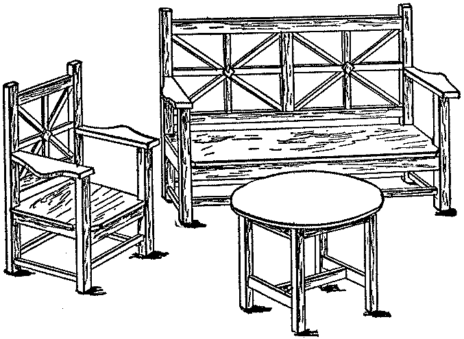 “Benches and chairs and small tables for lemonade and cocoa”
