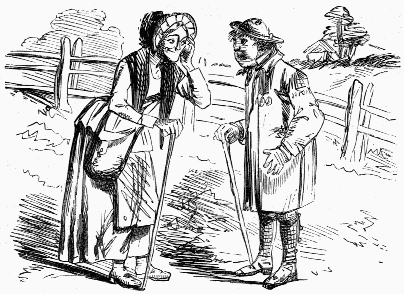 man and woman talking on roadway