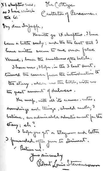 Manuscript letter by R.L.S.