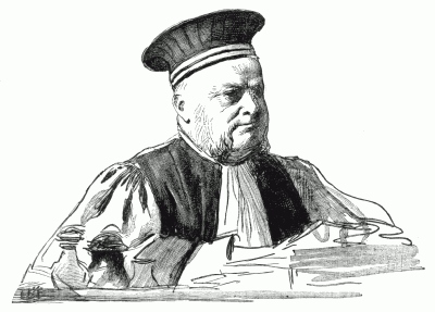 PRESIDENT M. DELAGORGNE, OF THE COURT WHICH SENTENCED M. ZOLA TO IMPRISONMENT AND FINE ON ACCOUNT OF HIS DEFENCE OF DREYFUS. After a drawing by L. Sabattier.