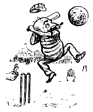 Mr. P. playing cricket.