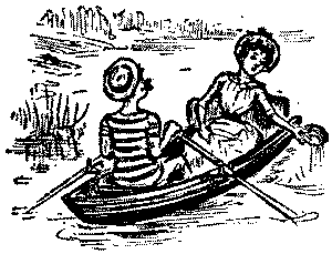 Two persons in a boat.