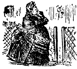 Large lady facing narrow gate.