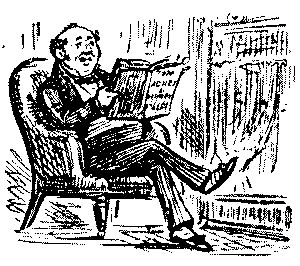 Man reading copy of 'Tom Jones'.
