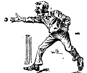 Cricketer bowling a ball.