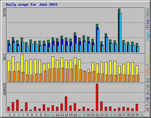 Daily usage for June 2023