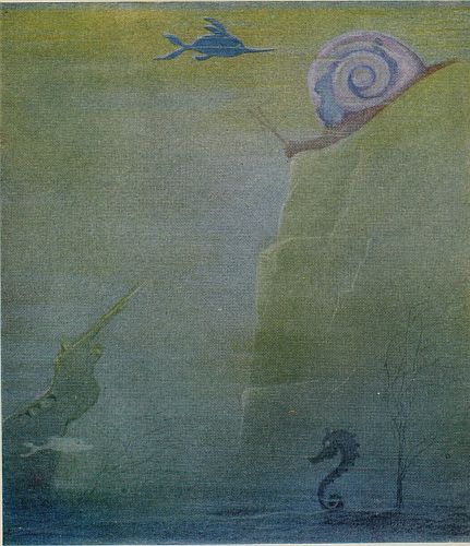 view undersea with shif and large snail