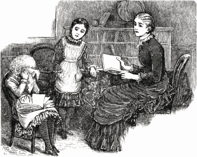 A young girl crying while another girl and their teacher looks on.