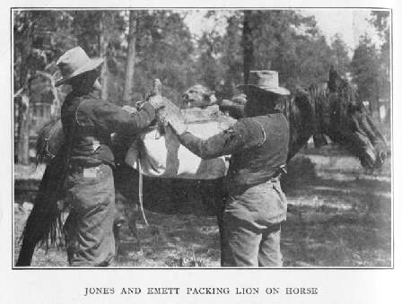 Jones and Emett Packing Lion on Horse 