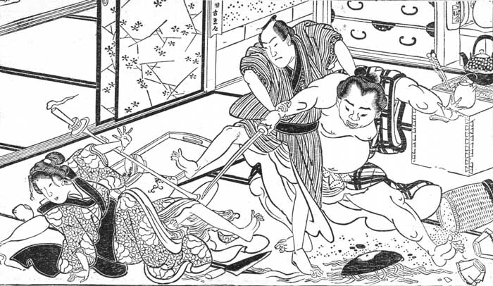 JIUYÉMON PUNISHES HIS WIFE AND THE WRESTLER.