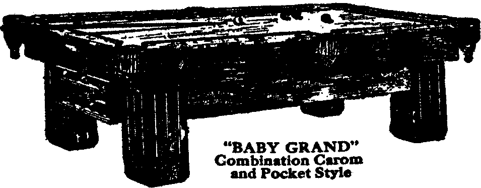 Illustration:
BABY GRAND Combination Carom and Pocket Style