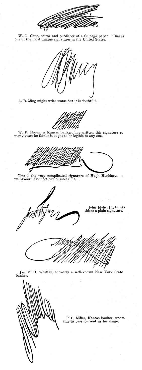 Curious and freakish signatures of well-known bankers.