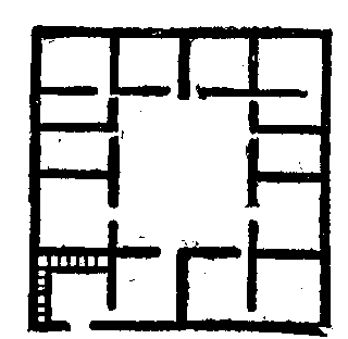 Fig 7.--Plan of central court of house, second Theban period. 