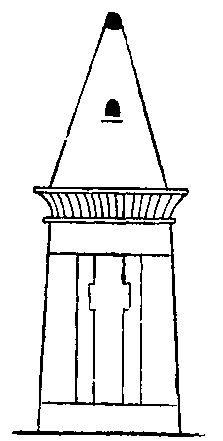 Fig 148.--Theban tomb, with pyramidion, from scene in a
tomb at Sheikh Abd el Gûrneh. 