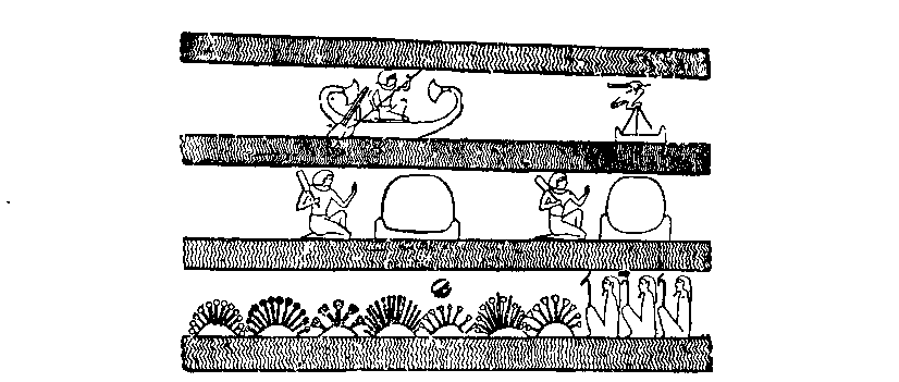 Fig 159.--Wall-painting of the Fields of Aalû, tomb of
Rameses III. 