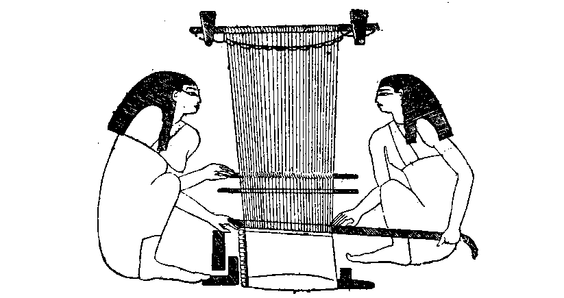 Fig 271.--Women weaving. From wall-scene in tomb of
Khnûmhotep, Beni Hasan, Twelfth Dynasty.