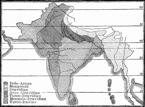 Ethnographical Map Of India From The Indian Census Of 1901.