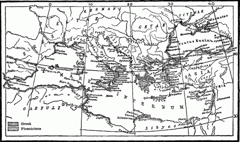 Map Of Ancient Phoenician And Greek Colonies.