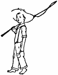 A boy with a fishing rod