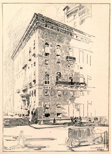 "AT THE NORTHWEST CORNER OF FIFTY-FOURTH STREET IS THE
UNIVERSITY CLUB, TO THE MIND OF ARNOLD BENNETT ('YOUR UNITED STATES'),
THE FINEST OF ALL THE FINE STRUCTURES THAT LINE THE AVENUE"