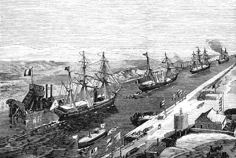 OPENING THE SUEZ CANAL—PROCESSION OF SHIPS.