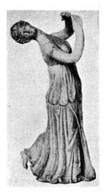 Greek terra cotta dancing girl, about 350 B.C. (British Museum.)