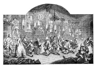 A dance in the 18th century. From a painting by Hogarth.
