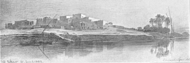 Luxor, by Edward Lear, showing Lady Duff Gordon’s house,
now destroyed