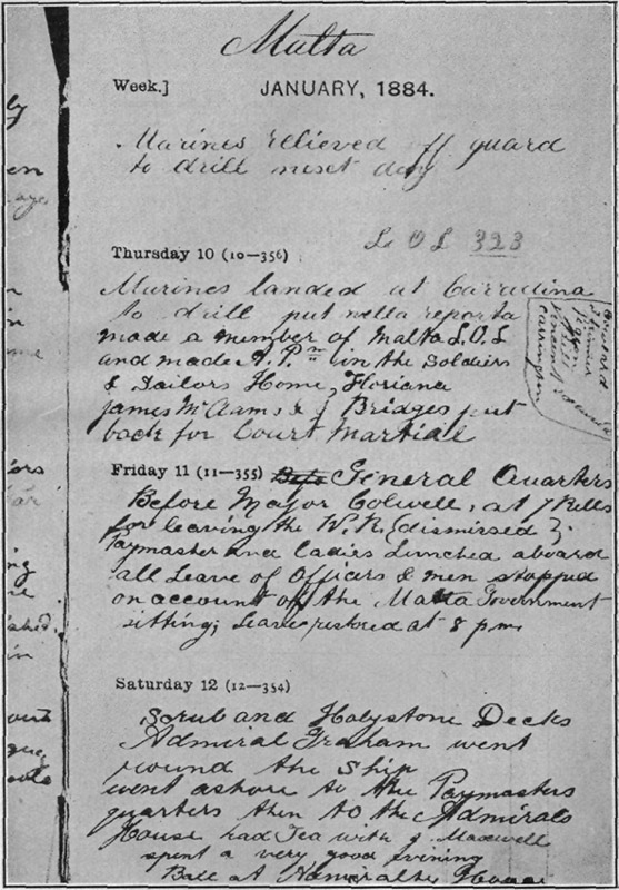 A Page from Mr. Irvine's Diary