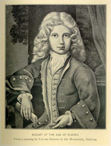 Mozart at the age of eleven.  From a painting by Van der Smissen in the Mozarteum, Salzburg.