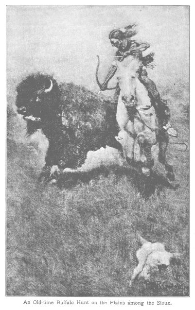 An Old-time Buffalo Hunt on the Plains among the Sioux.