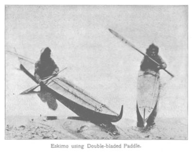 Eskimo using Double-bladed Paddle.