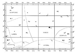 Chart No. 4.—From Right Ascension 12 Hours to 16 Hours; Declination 10° North to 30° South.