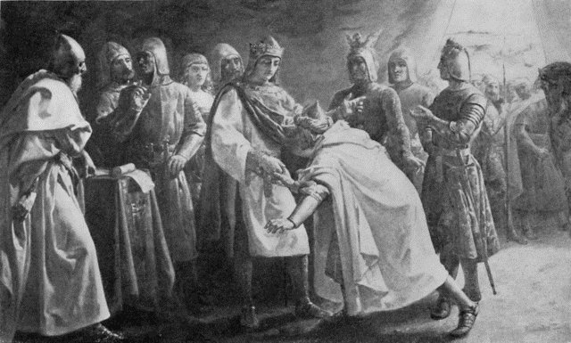 Illustration: MOORISH KING PAYING HOMAGE TO THE KING OF CASTILE.