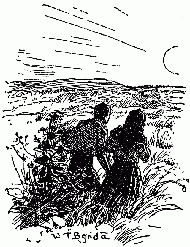 Illustration: Jim and Ántonia in the garden